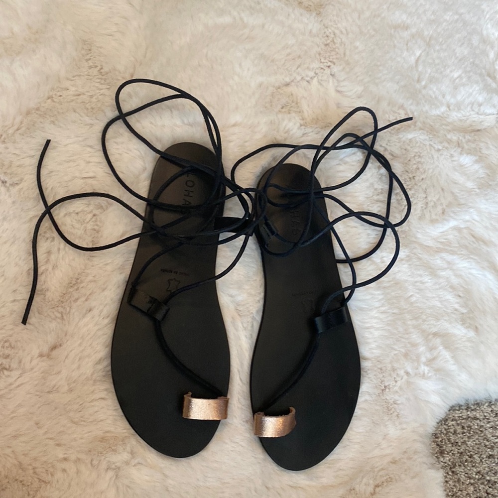 Black tie up sandals